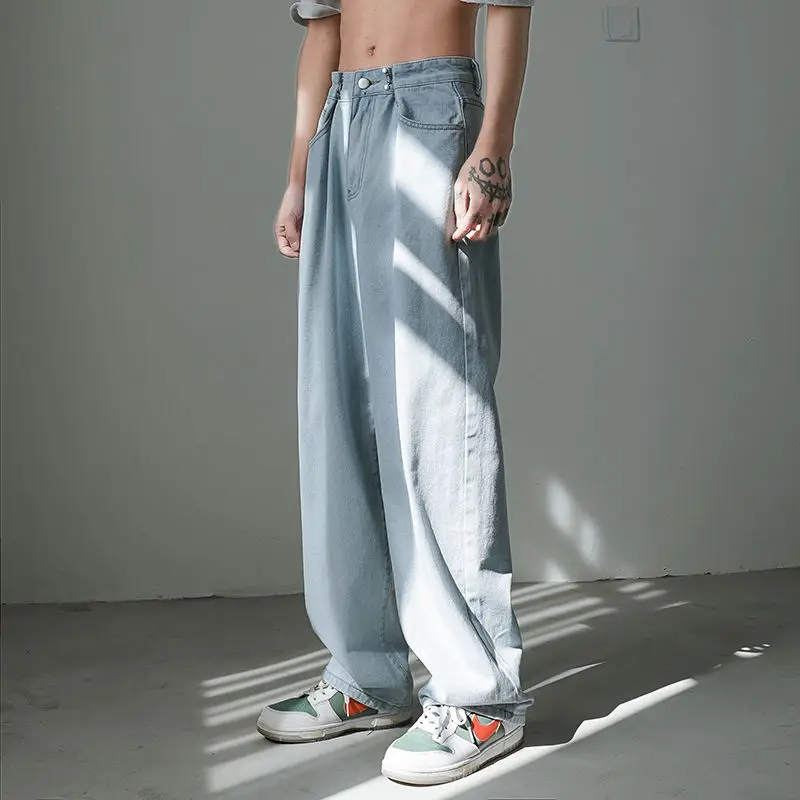 4 Colors Baggy Jeans Men Fashion Casual Wide Leg jeans mens Harajuku Streetwear Hip Hop Loose Straight Denim Pants mens Trousers