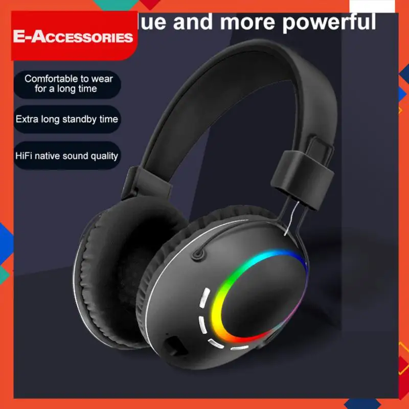 

With Mic Headset Stereo Support Tf Card Gaming Earbuds Over-head Earphones For Mobile Phones Laptops Rgb Luminous