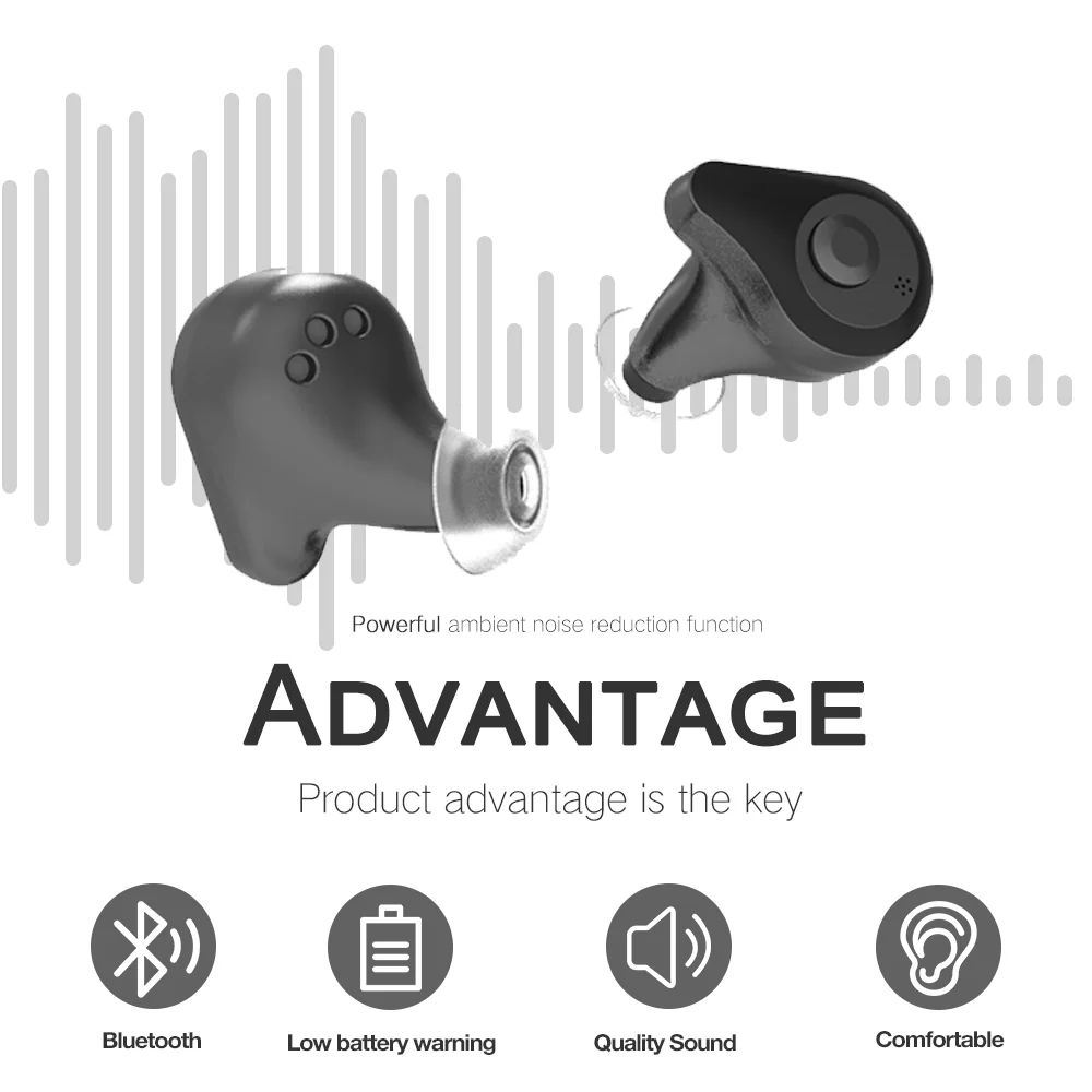 Bluetooth-слуховые аппараты для пожилых людей с зарядкой аккумулятором и