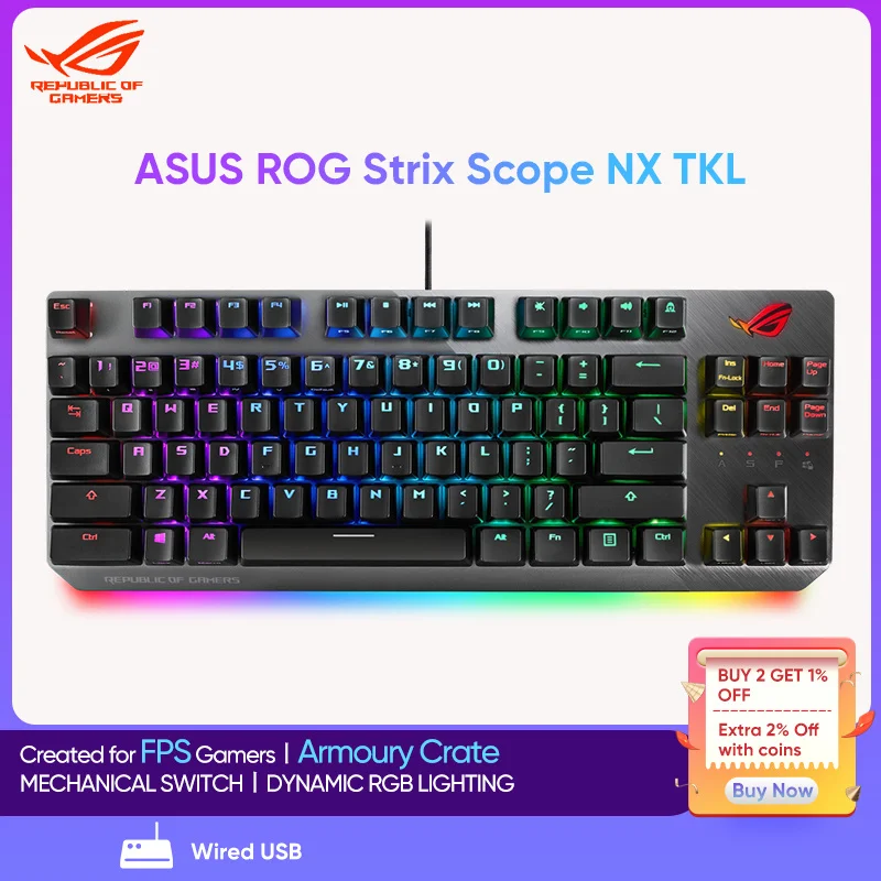 

ROG Strix Scope NX TKL Wired Mechanical Keyboard RGB For FPS Games With ROG NX Switches Aura Sync lighting Gaming Keyboard