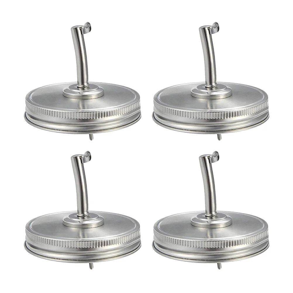 

4 Pcs Stainless Steel Nozzle Mason Jars Pour Spout Lid Wide Mouth Lids Oil Pourers Olive