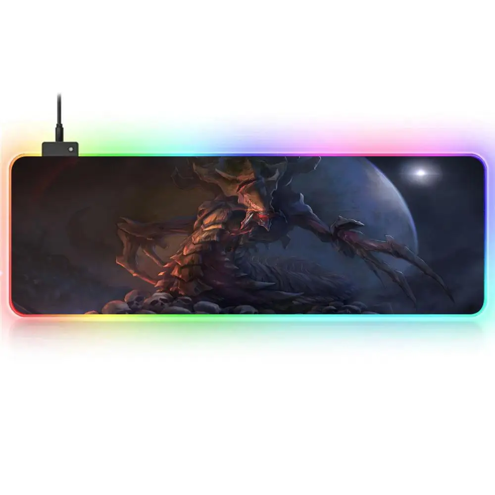 Коврик для мыши S-StarCraft 2 Z-Zerg RGB большой игровой коврик нескользящий клавиатуры с