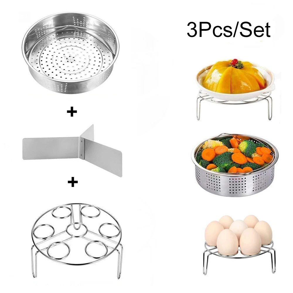 

Stainless Steel Steamer Basket with Egg Steam Rack Trivet Compatible Instant Pot 5,6,8 qt Electric Pressure Cooker