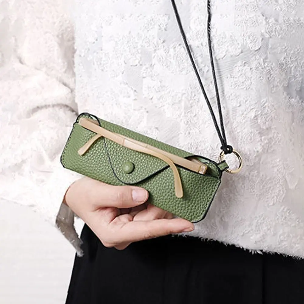 

Myopia Frame Protector PU Leather Glasses Case Eyewear Protective Case Sunglasses Storage Bag Hanging Eyeglasses Holder