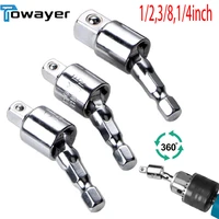 electric drill socket adapter for impact driver with hex shank to square socket drill bits rotatable extension 14 38 12