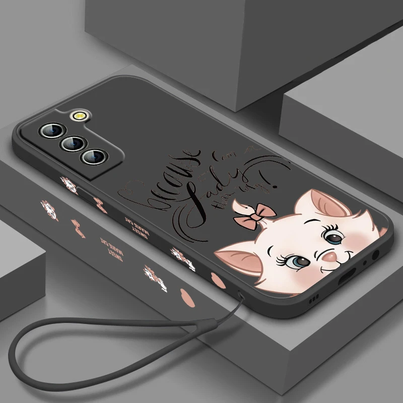 

Disney Marie Cat Cute Phone Case For Samsung Galaxy S23 S22 S21 S20 S10 S9 Ultra Plus Pro FE Liquid Left Rope Phone Case Fundas