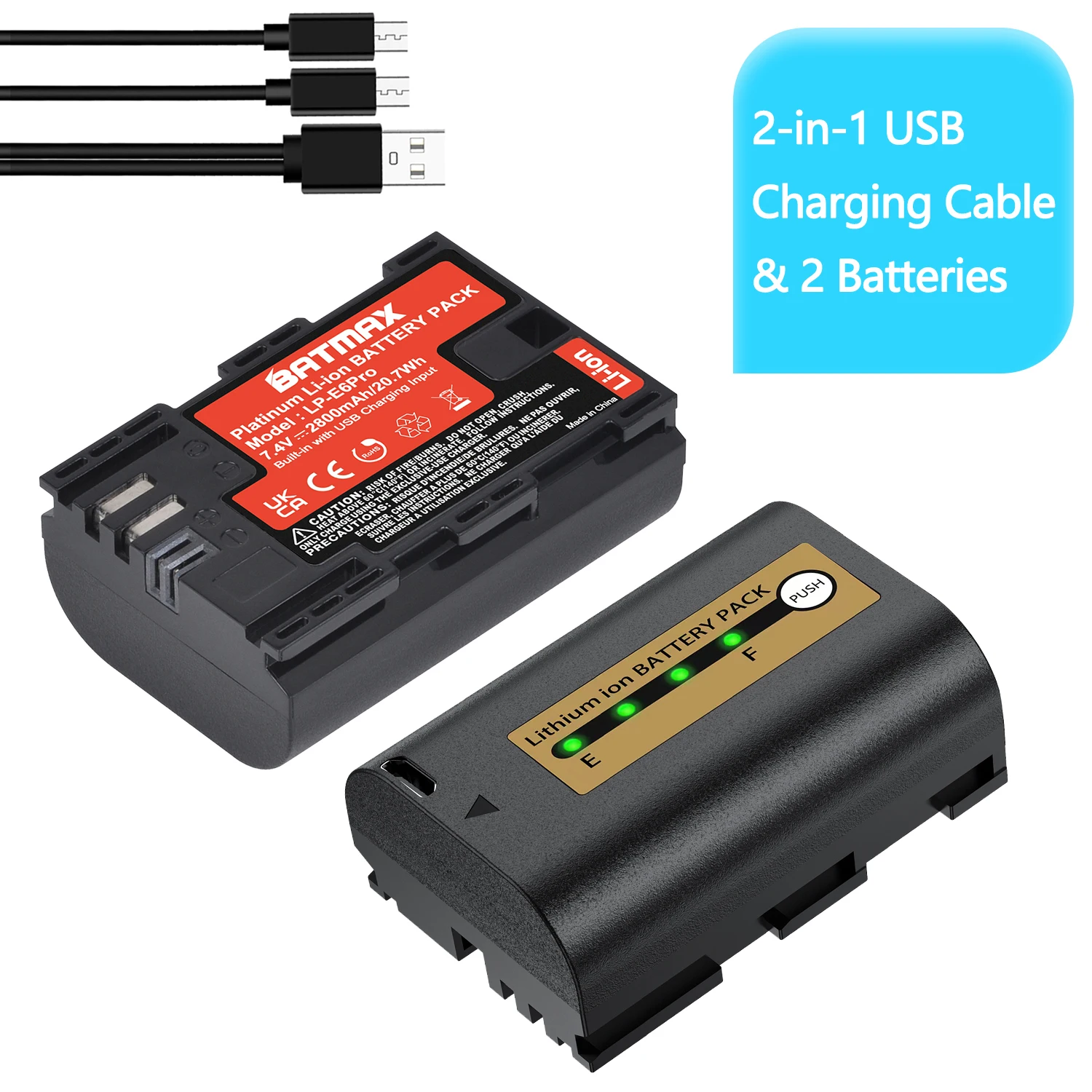 Аккумулятор Batmax на 2800 мА · ч LP-E6N LP-E6 с USB-портом для зарядки Canon EOS 5D Mark II III 5DS R 60D 70D 80D