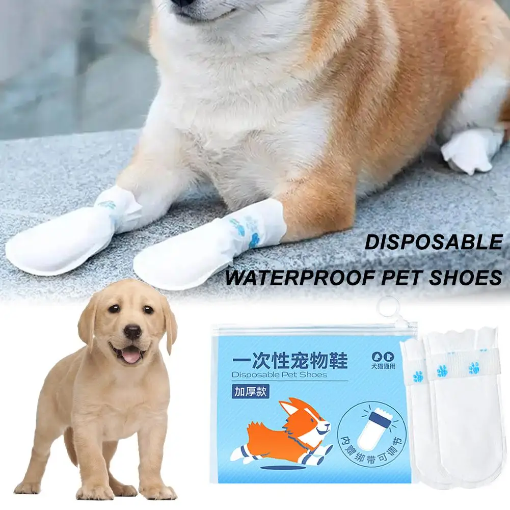 

Dog Boots Paw For Puppy Thickened Waterproof Dustproof Disposable Booties Pet Cats Shoes With Adjustable Straps U0f4