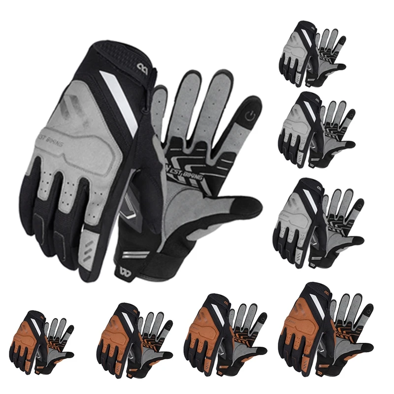

WEST BIKING Breathable Full Finger Racing Motorcycle Gloves Stylishly Decorated Antiskid Wearable Gloves Bike Gloves