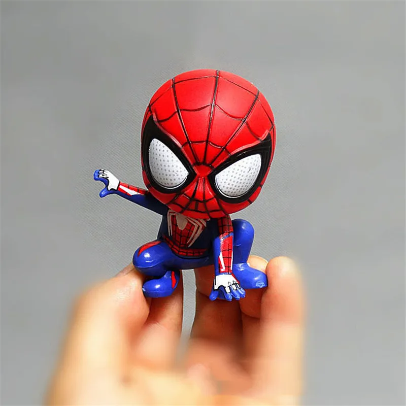 

Marvel Avengers Anime Q Version Spiderman Doll Birthday Party Cake Decoration Spiderman 8cm PVC Action Figure Toys for Children
