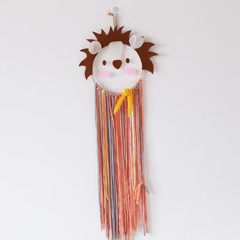

New Ins Nordic Home Cartoon Lion Dream Catcher Color Cotton Thread Tassel Wall Hanging Children's Room Decoration Tapestry