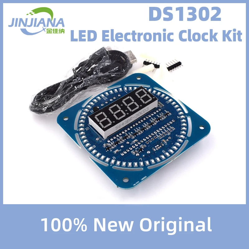 

DS1302 DIY Rotating Digital LED Display Module Alarm Electronic Digital Clock Kit 51 SCM Learning Board 5V
