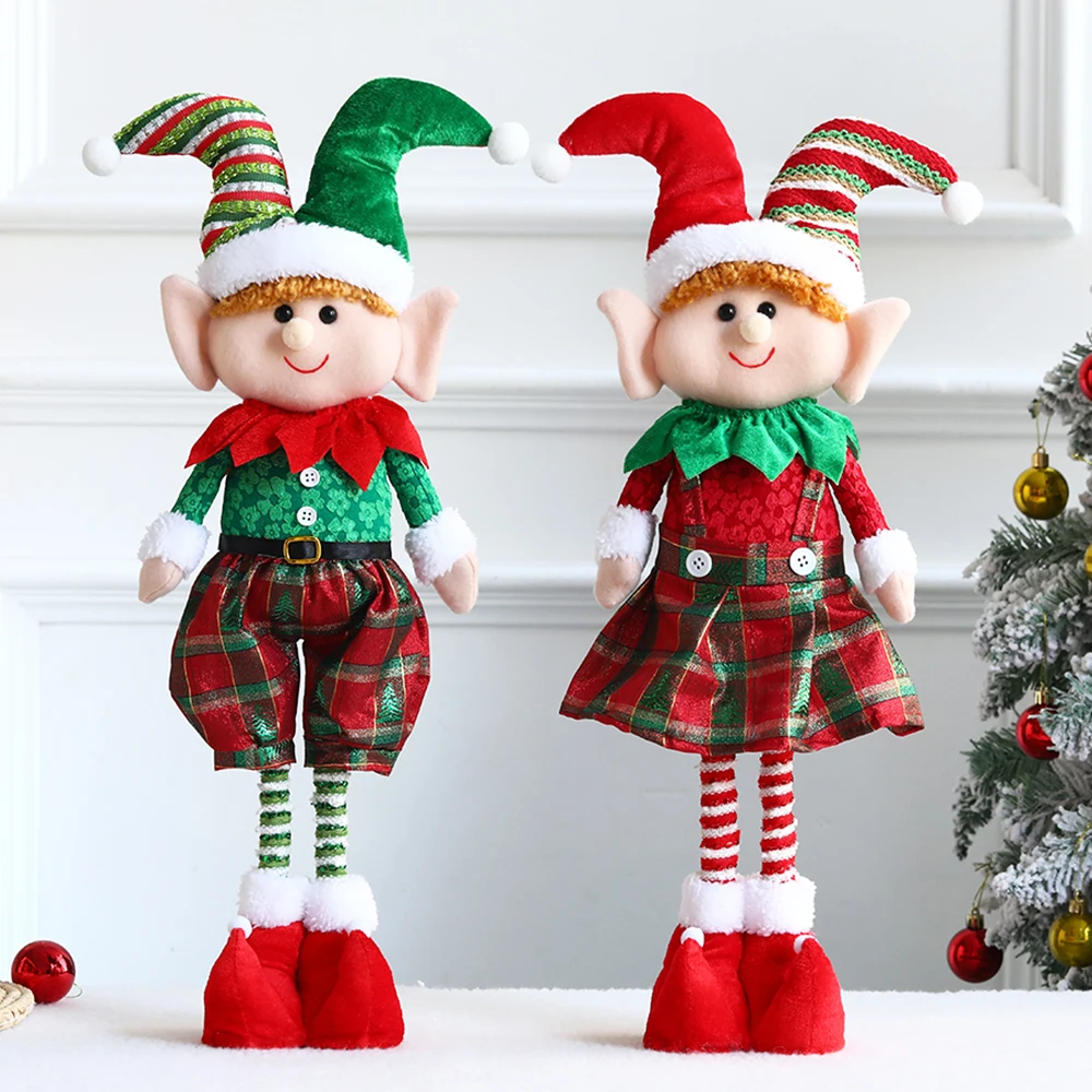 

Big Size Christmas Retractable Plush Legs Elf Doll Gingerbread Man Snowman Doll Ornaments Home Kids Gift Navidad Xmas Tree Decor