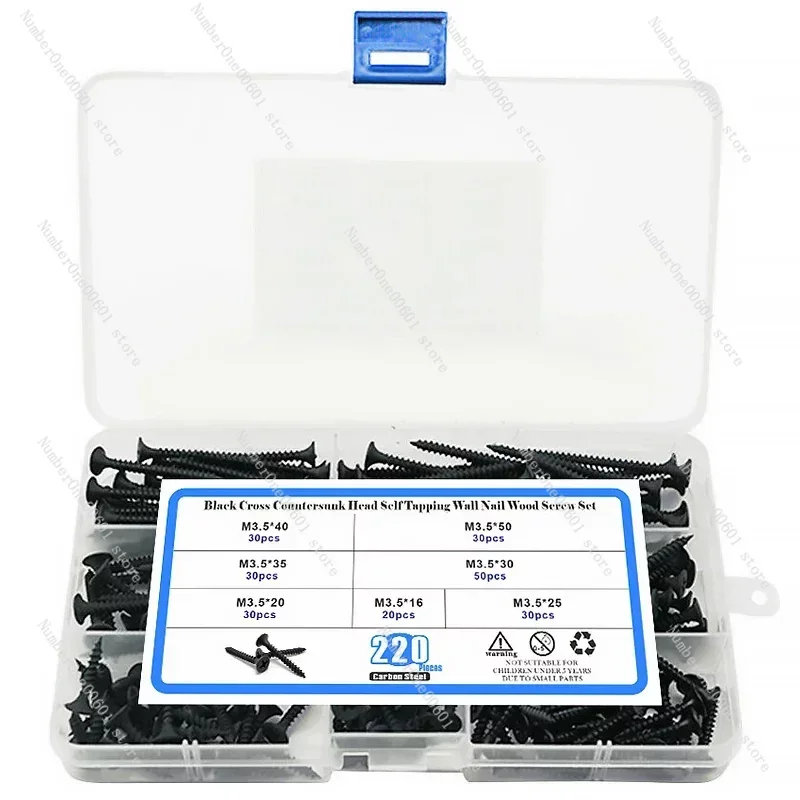 220 шт./коробка Саморез с потайной головкой винты для дерева плоской закаленный
