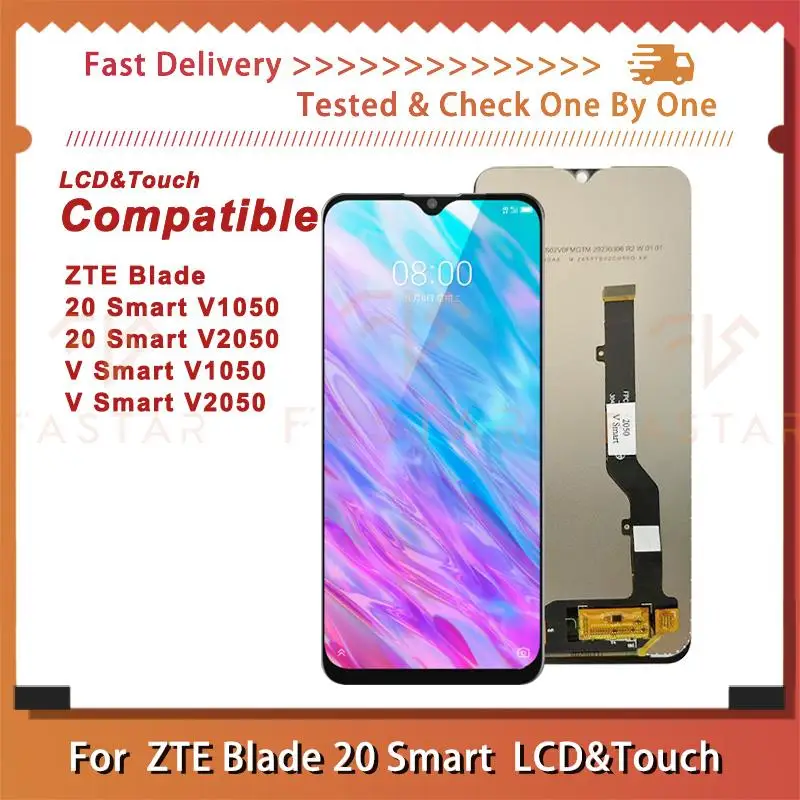 ЖК-дисплей 6,49 дюйма для ZTE Blade 20 Smart v1050 v2050, сенсорный дигитайзер в сборе, сменный экран для телефона 20 smart v1050 v2050, ЖК-дисплей