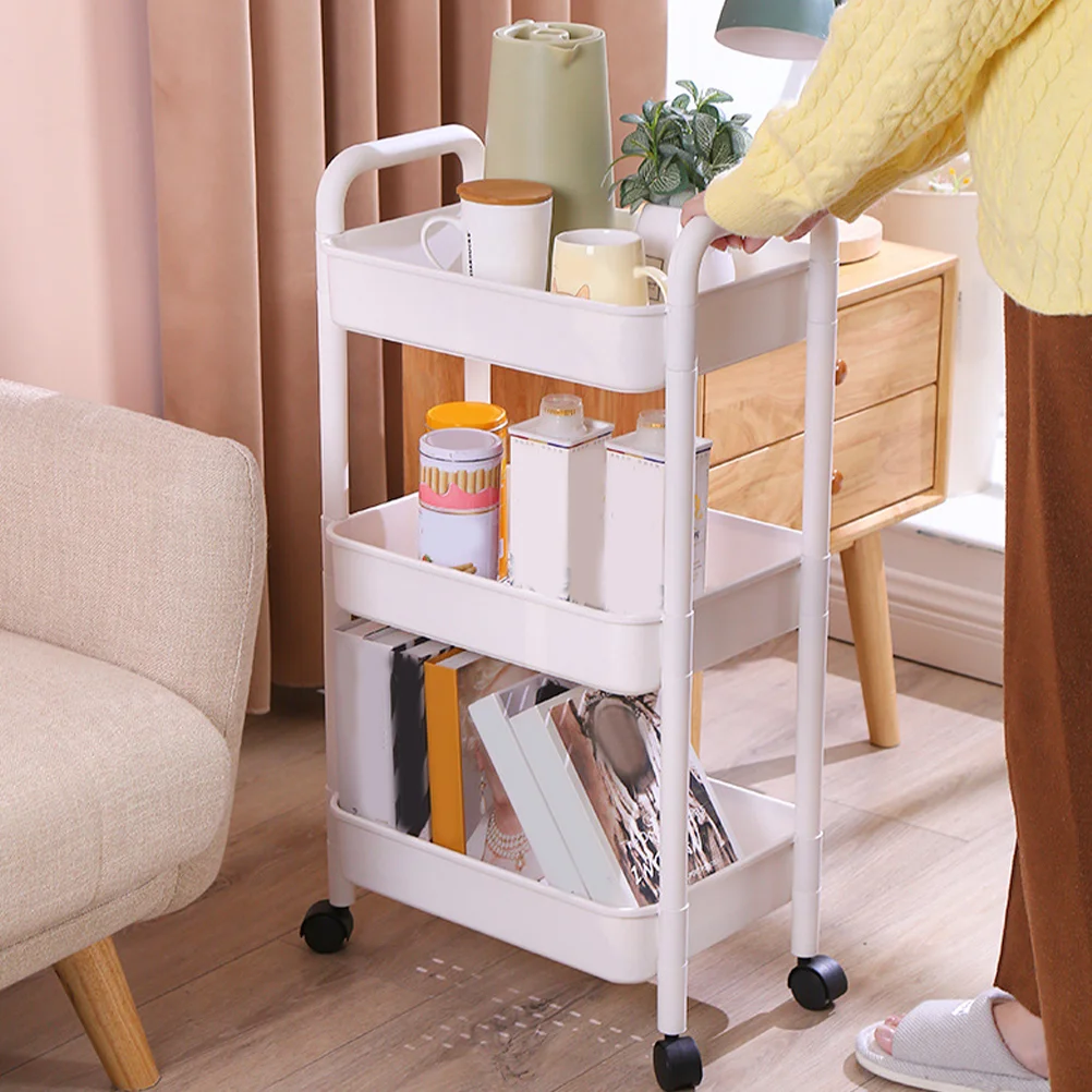 

Storage Shelf Dorm Cart Multipurpose Small Wheels Book Pp Mobile Bookshelf Rolling Office Trolley