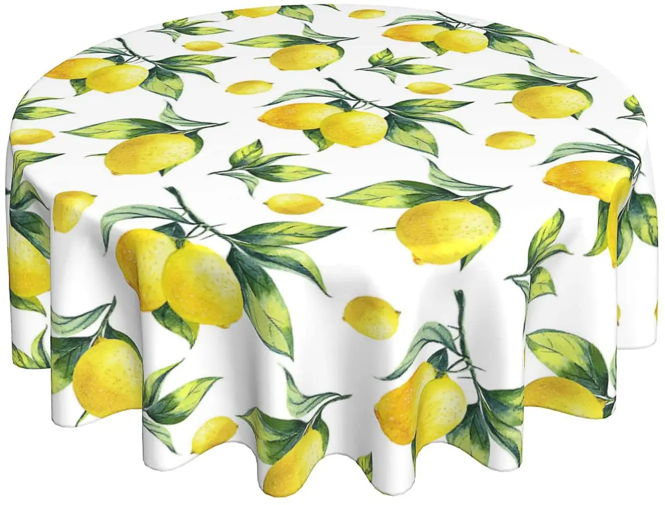 

Yellow Lemon Tablecloth Round 60 Inch Spring Summer Lemon Kitchen Decor Table Cloths for Holiday Dining Room Decorative Patio