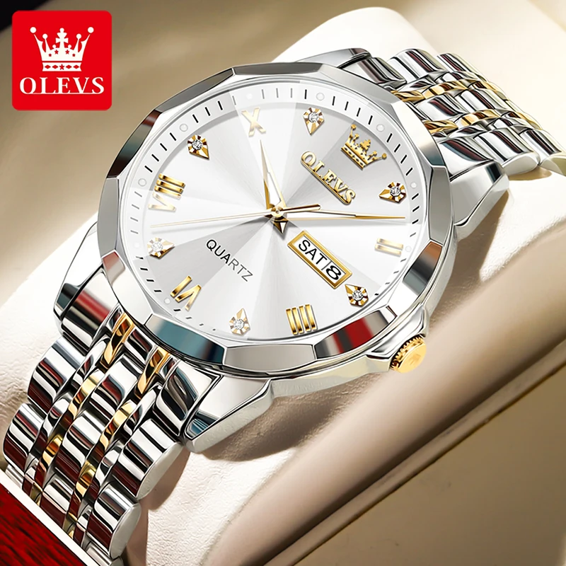 

OLEVS Mens Watches Top Brand Luminous Hands 30M Waterproof Trendy Quartz Watch Fashion Weekly Calendar Display Reloj Hombre 9931