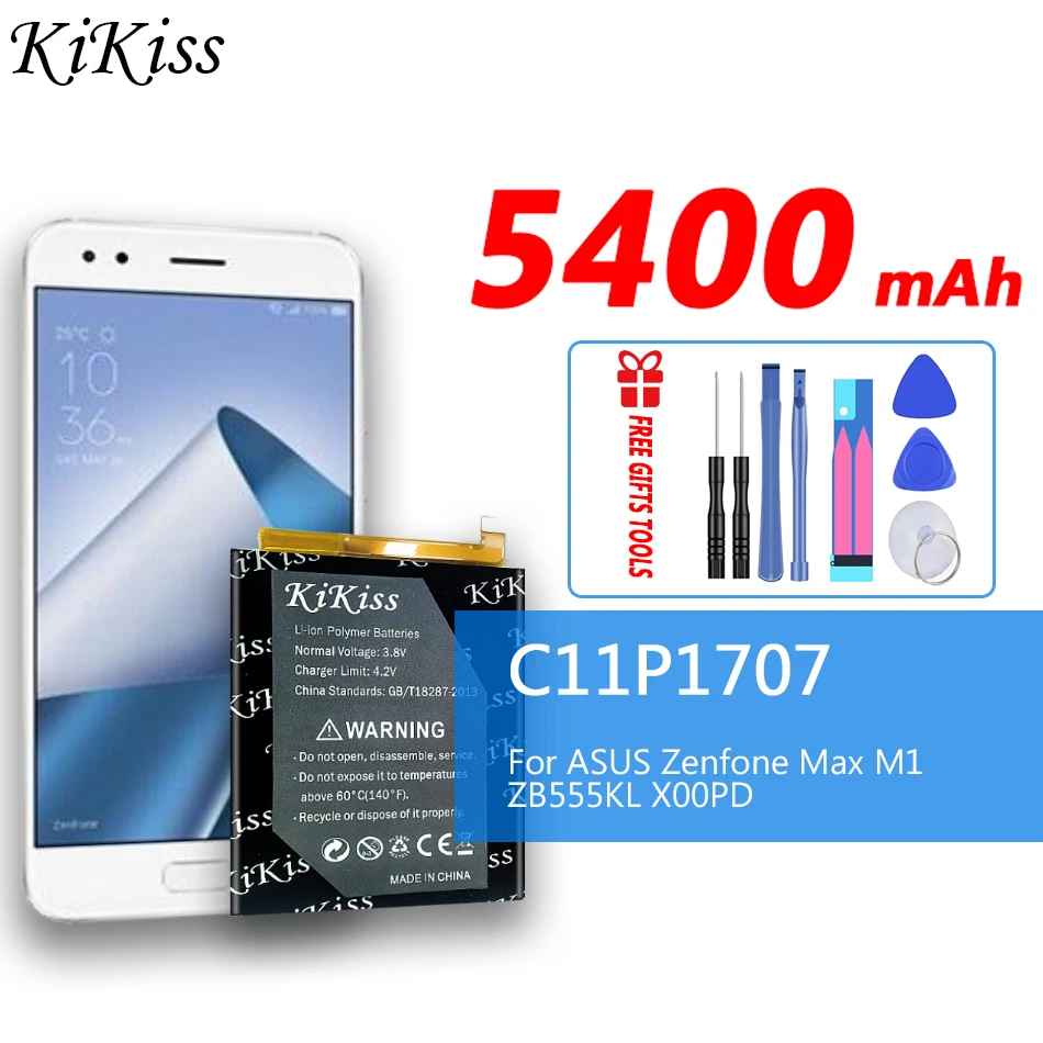 

5400mAh kikiss battery C11P1707 phone battery for Asus Zenfone Max M1 ZB555KL X00PD