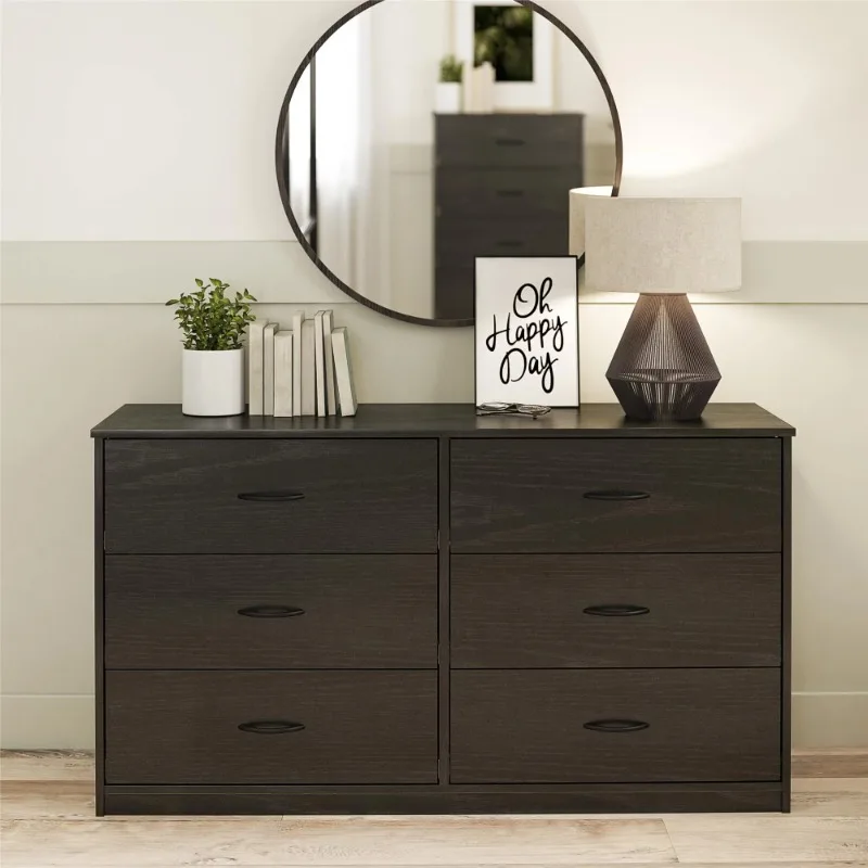 

LISM Classic 6 Drawer Dresser, Black Oak， Walnut， Espresso，Dove Gray，Rustic ，White