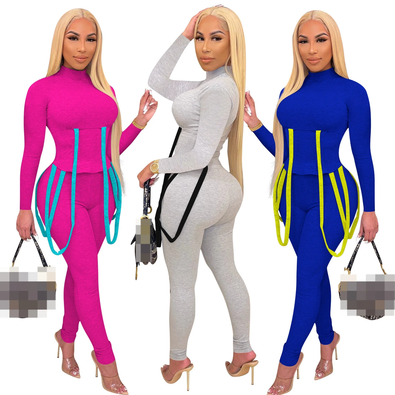 

Women's Wear Two-piece Suit 2022 Spring New O Neck Tops Casual Set Autumn Fashion Splicing Self-cultivation Long Pants Suit