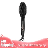 lcd display three speed adjustable temperature straight hair comb negative ion care hair fast heating comb