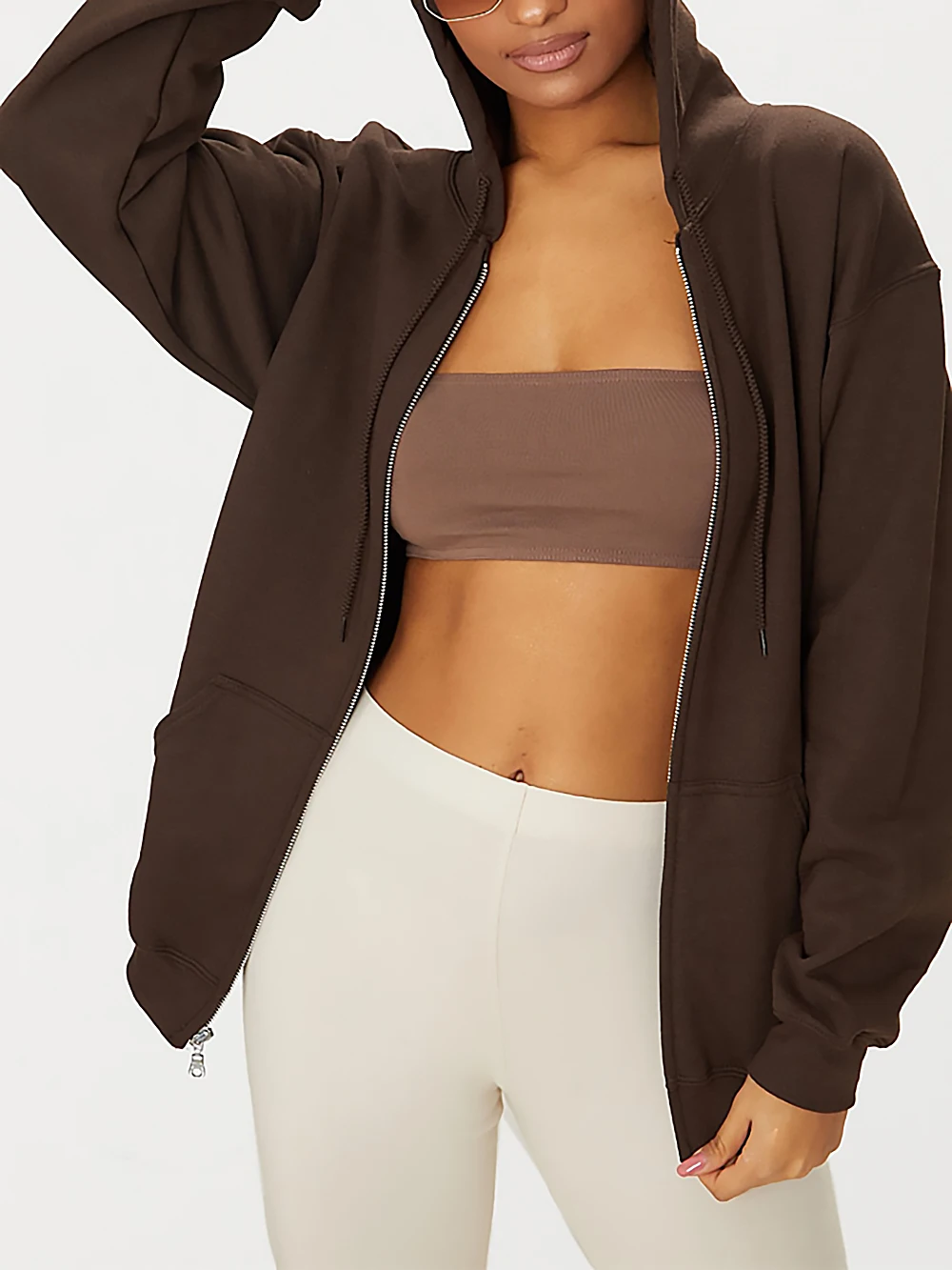 

Толстовка женская с капюшоном, на молнии, Осень-зима