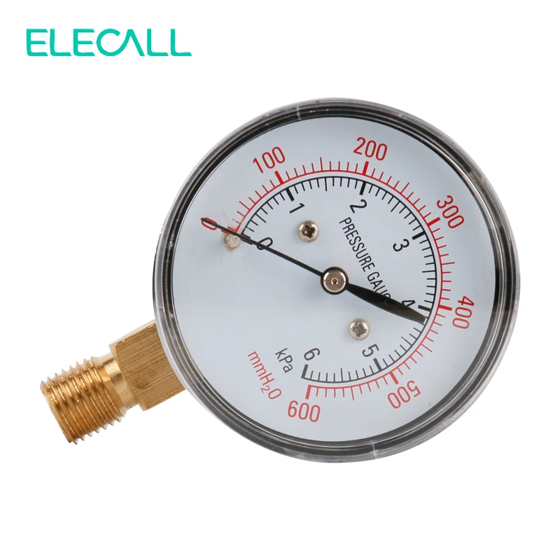 

ELECALL YE-60 Air Diaphragm Pressure Gauge 0~6KPA Phosphor Bronze Film Box Pressure Gauge Positive Pressure Meter