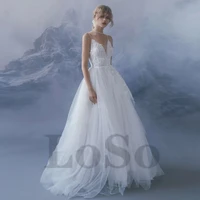 simple wedding dress spaghetti straps sashes exquisite appliques v neck tulle sweetheart gown vestido de novia for women