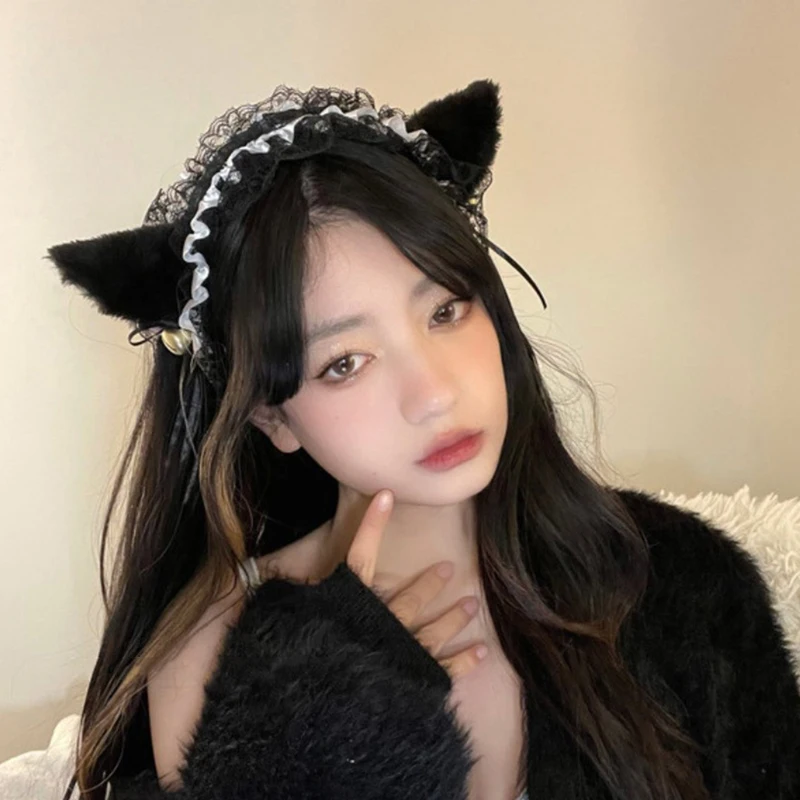 Женская обруч для волос с оборками Готическая Кружевная повязка на голову