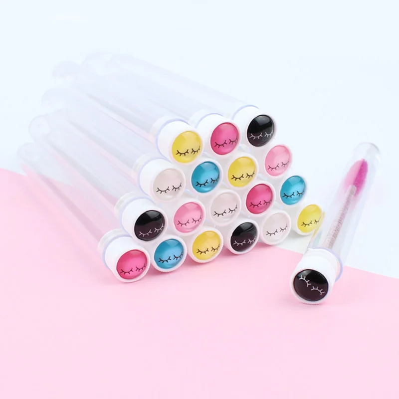 50Pcs/lot Empty Eyelash Mascara Wands Tubes Reusable Glitter Plastic Lash Brush Case Spoolie Comb Container Rose Flower