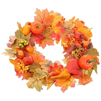 thanksgiving day wreath simulation maple leaf wreath pumpkin decor wreath