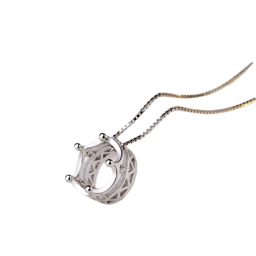 

S925 Sterling Silver Princess Crown Pendant Necklace Female Simple Accessories Temperament Korean Version of The Clavicle Chain
