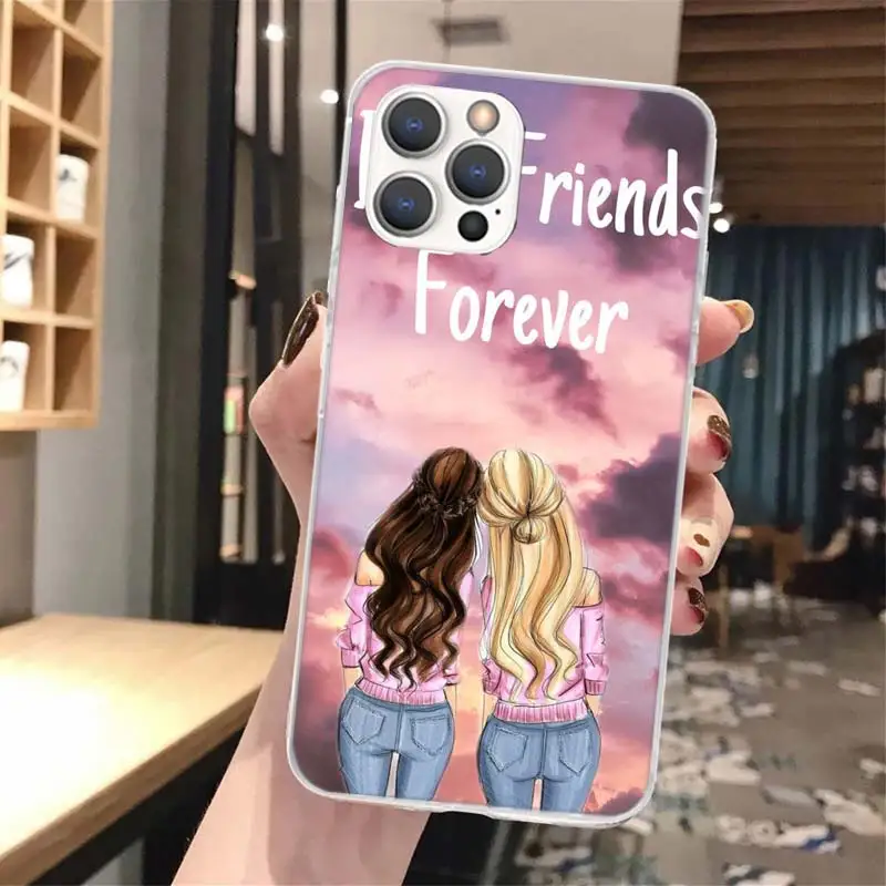 Чехол для телефона с рисунком девочек Best Friends Forever BFF мягкий чехол iPhone 13 12 Mini 11 Pro Max X