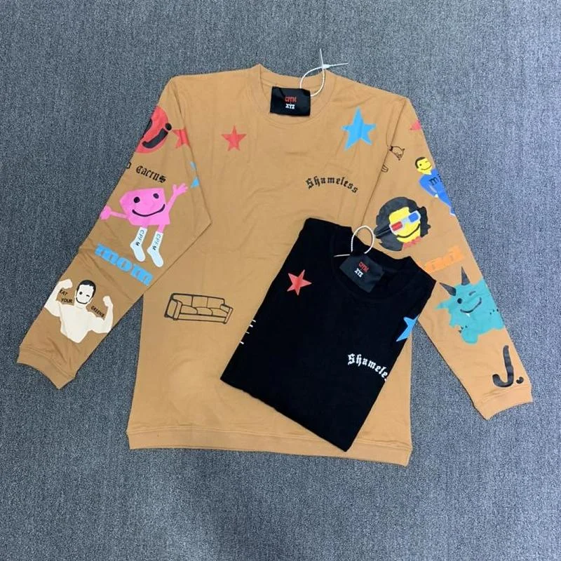 

22SS Foam Pattern Printing CPFM.XYZ T Shirt Long Sleeves Men Women EU Size 100% Cotton CPFM Tee Streetwear Spirng Autumn Jaqueta