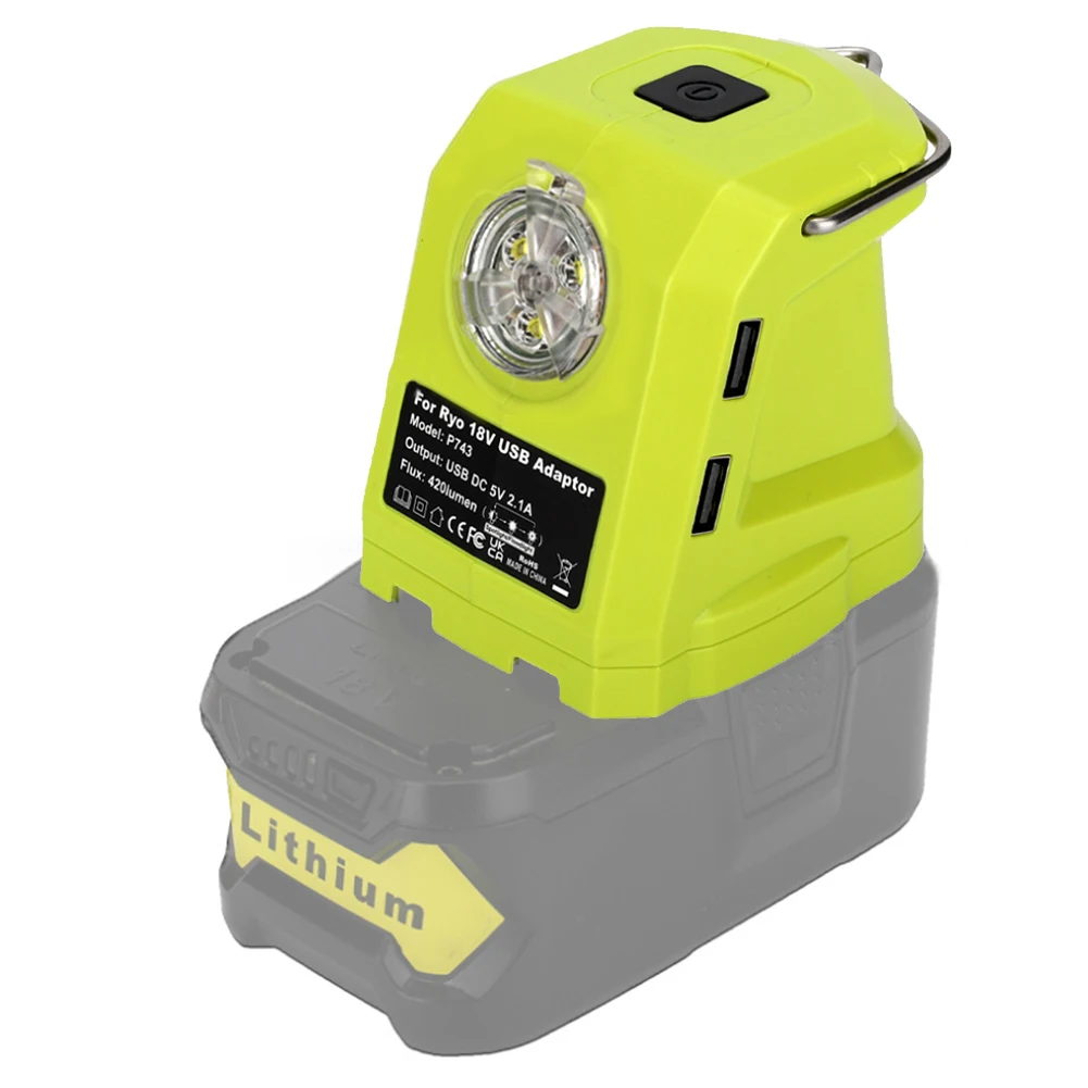 

Батарея для RYOBI 14,4 В/18 в P743 PSK005 PBP2003 P107 Lion с двойным USB-преобразователем и 9 Вт светодиодсветодиодный рабосветильник