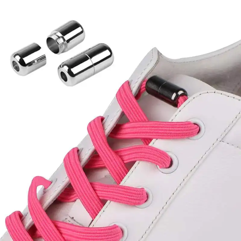 

1 Pair Elastic Shoelaces Sneaker Man Women Shoelaces Metal Locks No Tie Laces For Kids Adult Quick Lazy Shoestrings Black White
