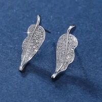uilz high quality silver color new leaf earrings for women drop earring aaa zircon fashion jewelry pendientes mujer moda