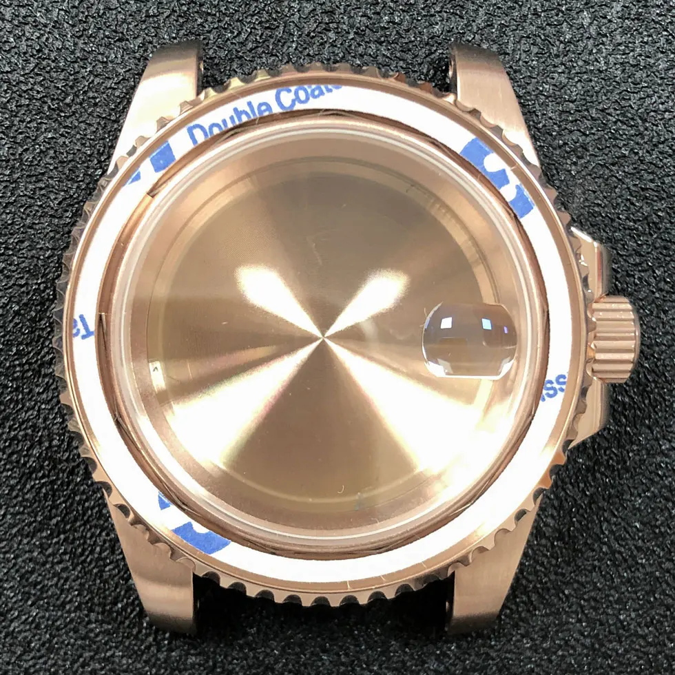 40mm Watch Case NH35 Plated Rose Gold Solid Case Back Sapphire Glass Fits The NH35 NH36 Movement