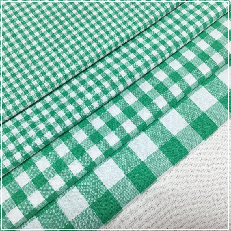 Трава Зеленый Хаки Имбирный Желтый Чистый Хлопок Клетчатая Ткань Рубашка Платье