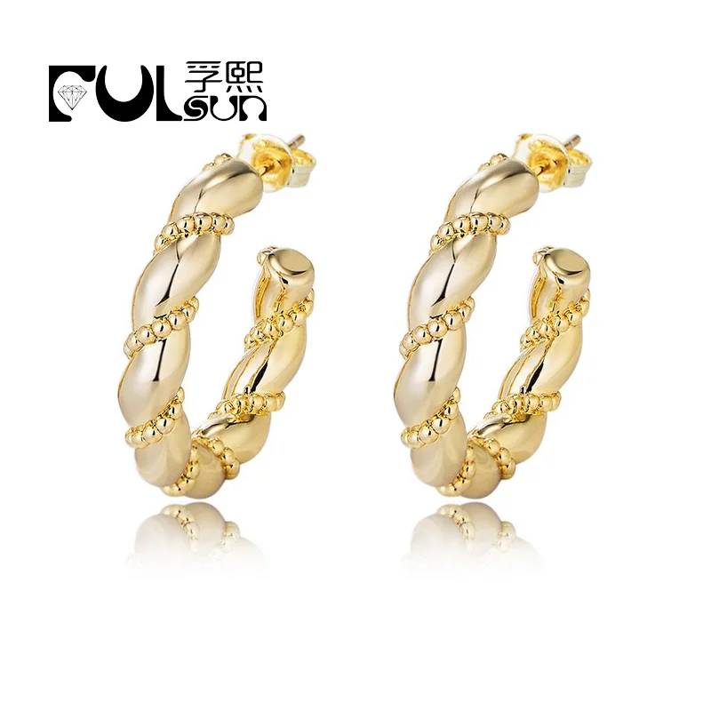 أقراط مشبكية ملتوية بسيطة مصقولة عالية مصقولة بشكل فريد مجوهرات عادية متعددة الاستخدامات موضة كورية حديثة مطلية بالذهب عيار 18 قيراط