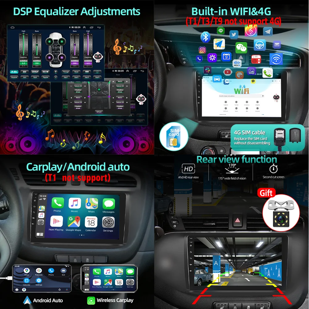 Carplay для Fiat Doblo 2015-2019 автомобильное радио GPS-навигация мультимедийный видеоплеер