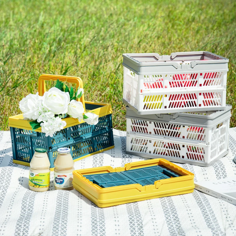 

Portable Carrying Basket Kitchen Foldable Storage Basket Bathroom Laundry Basket Outdoor Picnic Snack Food Fruit Storage Box