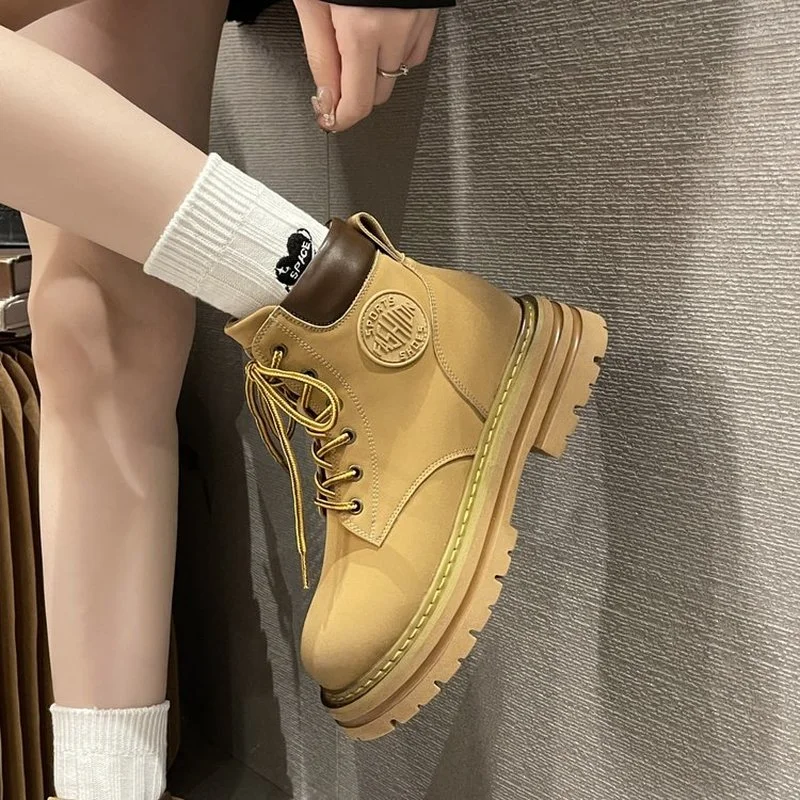 

Motorcycle Ankle Women's Boots 2022 Autumn Winter Platform Martin Boots Ladies Shoes Casual Flats Non Slip Chelsea Boots Mujer