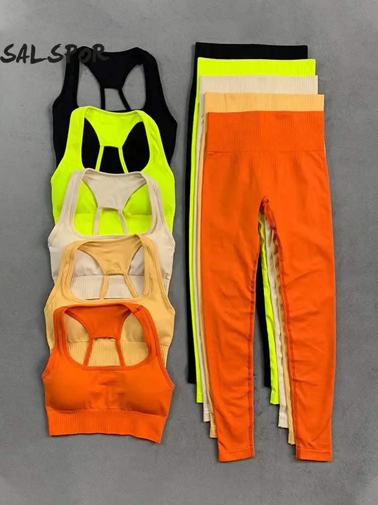 

SALSPOR бесшовный спортивный комплект для женщин, спортивный костюм для фитнеса, спортивный бюстгальтер пуш-ап, леггинсы, комплект для йоги, Женская Спортивная одежда для бега и тренировок