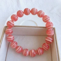 12mm natural rose rhodochrosite gemstone women bracelet round beads red rhodochrosite jewelry aaaaa