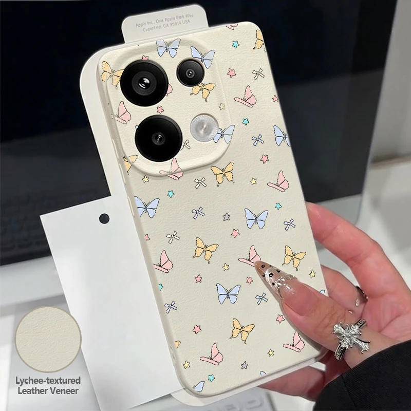 Фото Мягкий силиконовый чехол для телефона Xiaomi Redmi Note 15 14 4G Note 15 14 13 Pro 5G 14 13 Pro+ 5G, кожаный чехол с цветным принтом бабочки №2
