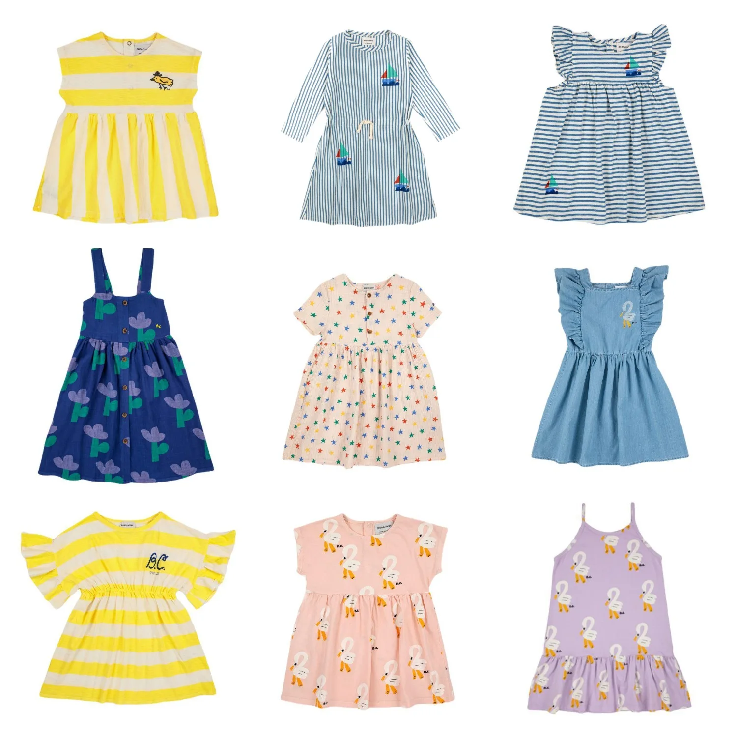 

Korean Kids Clothes Princess Dress For 2023 New SS Spring Summer Baby Girls Bird One-Pieces Dresses Children's Clothings