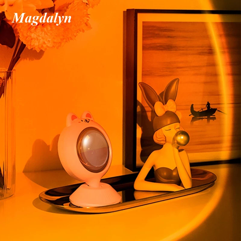 Magdalyn Kawaii Atmosphere Projection Sunset Led Ins Portable Photography Bedroom Table Lamp Bedside Decoration Mini Dawn Lights