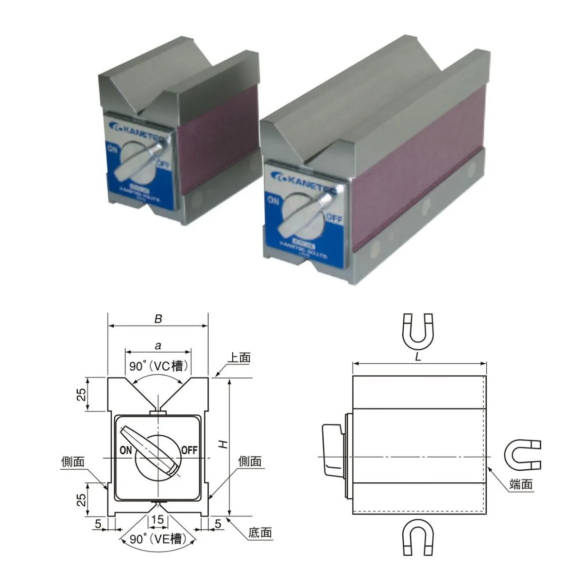 Магнитные V-образные блоки KANETEC для определения и удержания света/искусства